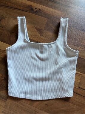 wild fable white Ribbed Square-Neck Crop Tank